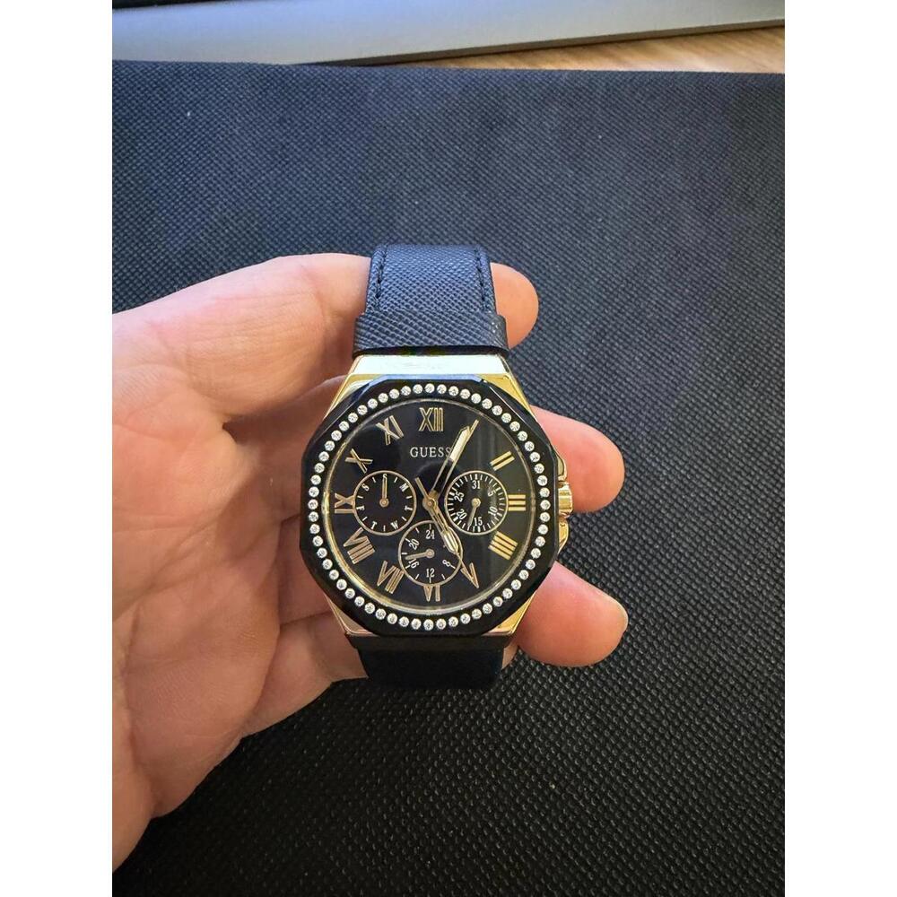 GUESS Women's Multi-Function Black Leather Watch … - image 7